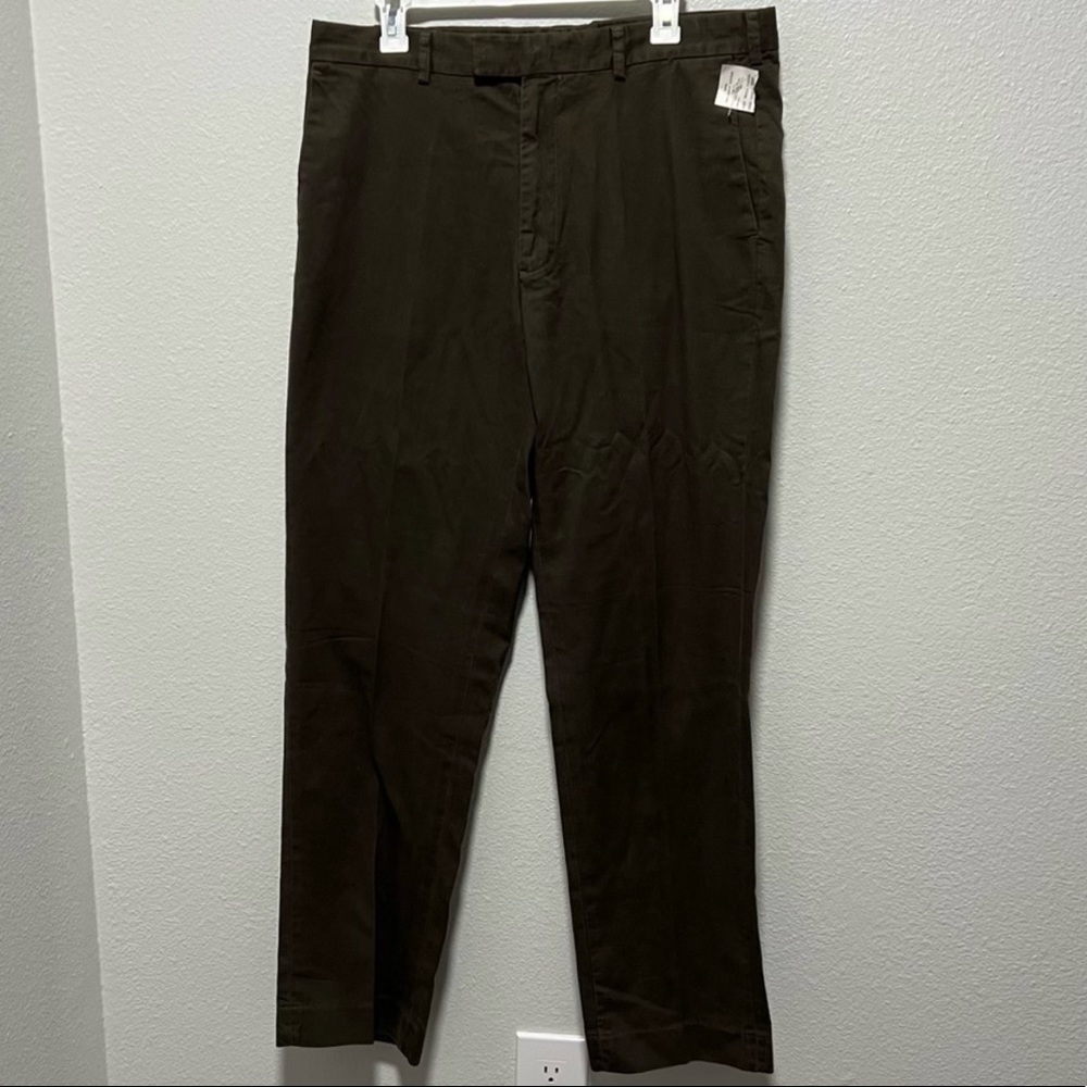 BRAND NEW Chocolate Brown Andrew Fezza Men’s Twill Trousers Size Waist 34